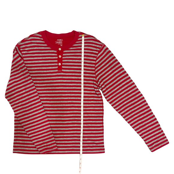 Old Navy Men's Red Stripe Henley Shirt Sz L Casual Weekend Basic Soft Knit Top - Picture 8 of 10